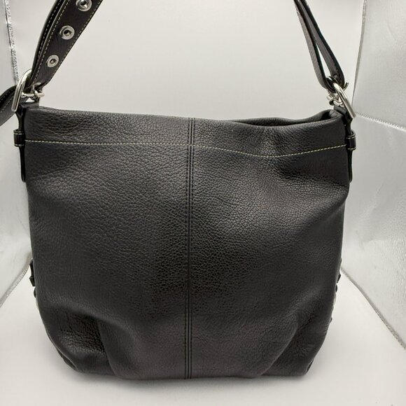 COACH 15064 Soho Duffle Black Pebbled Leather Convertible Crossbody Bag - Picture 2 of 7